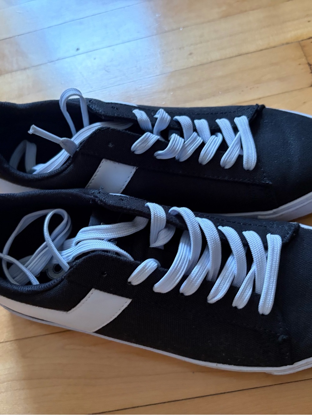 Classic Black Canvas Lace-Up Sneakers with White Accent